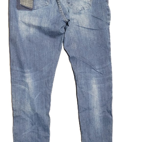 LBLACK Jeans Women's 6 Blue Skinny Patches Mid Rise  Zip Ankle - Picture 2 of 4